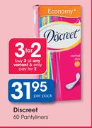 Discreet 60 Pantyliners-Per Pack