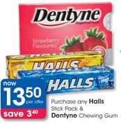 Halls Stick Pack & Dentyne Chewing Gum-Per Offer