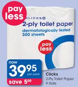Clicks 2-Ply Toilet Paper 9 Rolls-Per Pack