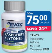 Evox Raspberry Keytone 60+20 Capsules-Per Pack