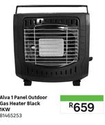 Alva 1 Panel Outdoor Gas Heater Black 1 KW 81465253