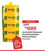 Cavity Batt Glasswool Drywall Insulation 51mm 40 Pieces 81423801