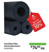 Insulation Pipe 15mm x 10mm x 2m 81460850-Each