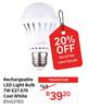 Rechargeable LED Light Bulb 7W E27 A70 Cool White 81453763