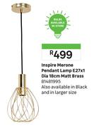 Inspire Merone Pendant Lamp E27 x 1 Dia 18cm Matt Brass 81481995