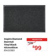 Inspire Diamond Doormat Vinyl Black 40cm x 60cm 81453383