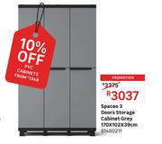 Spaceo 3 Doors Storage Cabinet Grey 170 x 102 x 39cm