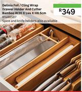 Delinia Foil/Cling Wrap Drawer Holder & Cutter Bamboo W20 x L44 x H6.5cm 81488587