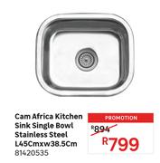 Cam Africa Kitchen Sink Single Bowl Stainless Steel L45cm x W3805cm 81420535