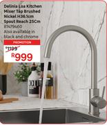 Delinia Loa Kitchen Mixer Tap Brushed Nickel H36.1cm Spout Reach 25cm 81479460