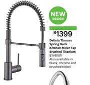 Delinia Thomas Spring Neck Kitchen Mixer Tap Brushed Titanium 81490811