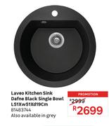 Laveo Kitchen Sink Dafne Black Single Bowl L51 x W51 x D19cm 81483744