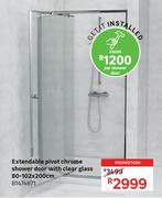 Extendable Pivot Chrome Shower Door With Clear Glass 80-102 x 200cm 81474871