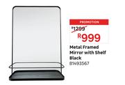 Metal Framed Mirror With Shelf Black 81493567
