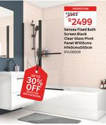 Sensea Fixed Bath Screen Black Clear Glass Pivot Panel W105cm x H140cm x D55cm 81456608