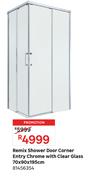 Remix Shower Door Corner Entry Chrome With Clear Glass 70 x 90 x 195cm 81456354
