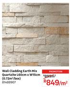 Wall Cladding Earth Mix Quartzite L60cm x W15cm (0.72 Sqm/Box) 81488907-Per Sqm