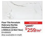Floor Tile Porcelain Makrana Marble Polished L120cm x W60cm (2.16 Sqm/Box) 81488689-Per Sqm