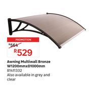 Awning Multiwall Bronze W1200mm x D1000mm 81411332