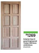 Exterior Door 8 Panel Engineered Timber W813mm x H2032mm 81461035