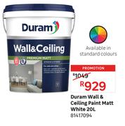 Duram 20L Wall & Ceiling Paint Matt White 81417094