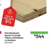 Pine Shutterply Board C+C Grade T18mm x W1220mm x L2440mm 81477431