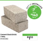 Cement Stock Brick 7 MPA (Get It Installed)-Per Sqm