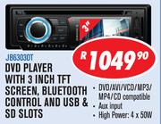 Jebson DVD Player With 3" TFT Screen, Bluetooth Control And USB & SD Slots JB6303DT