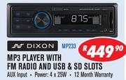 Dixon MP3 Player With FM Radio And USB & SD Slots MP233
