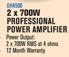 DXN Pro 2x 700W Professional Power Amplifier DH4500