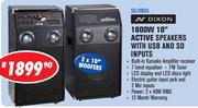 Dixon 1800W 10" Active Speakers With USB And SD Inputs SDJ1002A