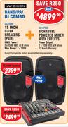 Dixon 15" DJ/PA Speakers Pair SDJ1508P+ Dixon 6 Channel Powered Mixer With Effects AM-XP608
