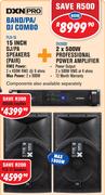 DXN Pro 15" DJ/PA Speakers Pair PLB-15+ DXN Pro 2x500W Professional Power Amplifier DH3600