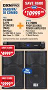 DXN Pro 15" DJ/PA Speakers Pair PW15+ DXN Pro 2x 700W Professional Power Amplifier DH4500
