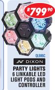Dixon Party Lights 6 Linkable LED Light Pods And Controller QL986C