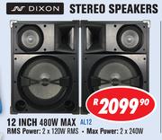 Dixon Stereo Speakers 12" 480W Max AL12