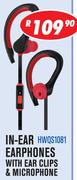 Dixon In-Ear Earphones With Ear Clips & Microphone HWQS1081