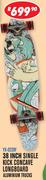 Rippa Skateboards 38" Single Kick Concave Longboard Aluminium Trucks YX-0220F