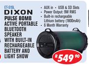 Dixon Pulse Bomb Active Portable Bluetooth Speaker With Built-In Rechargeable Battery-ET-S15L