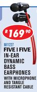 Five I Five In-Ear Dynamic Bass Earphones with Microphone and Tangle Resistant Cable MI1227