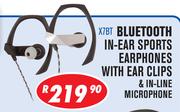 Dixon Bluetoooth In-Ear Sports Earphones with Ear Clips & In-Line Microphone X7BT