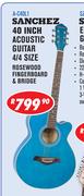 Sanchez 40 inch Acoustic Guitar 4/4 Size 