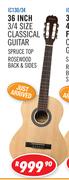 Sanchez 36 Inch 3/4 Size Classical Guitar IC130/34