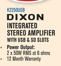 Dixon Integrated Stereo Amplifier With USB & SD Slots K2250USB