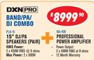 DXN Pro 15" DJ/PA Speakers(Pair) PLB-15+Professional Power Amplifier MA-400 Combo