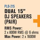 DXN Pro Dual 15" DJ Speakers(Pair) PLB-215