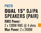 DXN Pro Dual 15" DJ/PA Speakers(Pair) F215+DXN Pro 2 X 1000W Bridgeable Professional Power Amplifier