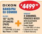 Dixon 15" DJ/PA Speakers (Pair)+Dixon 4 Channel Powered Mixer With Bluetooth & USB Slot Combo