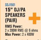 Dixon 15" DJ/PA Speakers (Pair) SDJ1501
