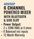 Dixon 6 Channel Powered Mixer With Bluetooth & USB Slot AMM1N16P